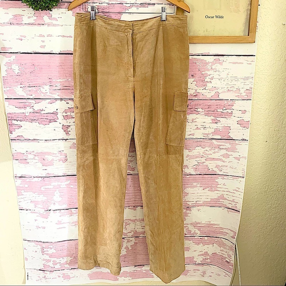 CLOTHES BY REVUE Women’s Tan Plus Size 100% LEATHER Pants 14